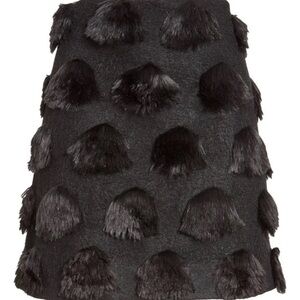 Nordstrom Black Fur-Embellished A-Line Skirt NWT NICOPANDA